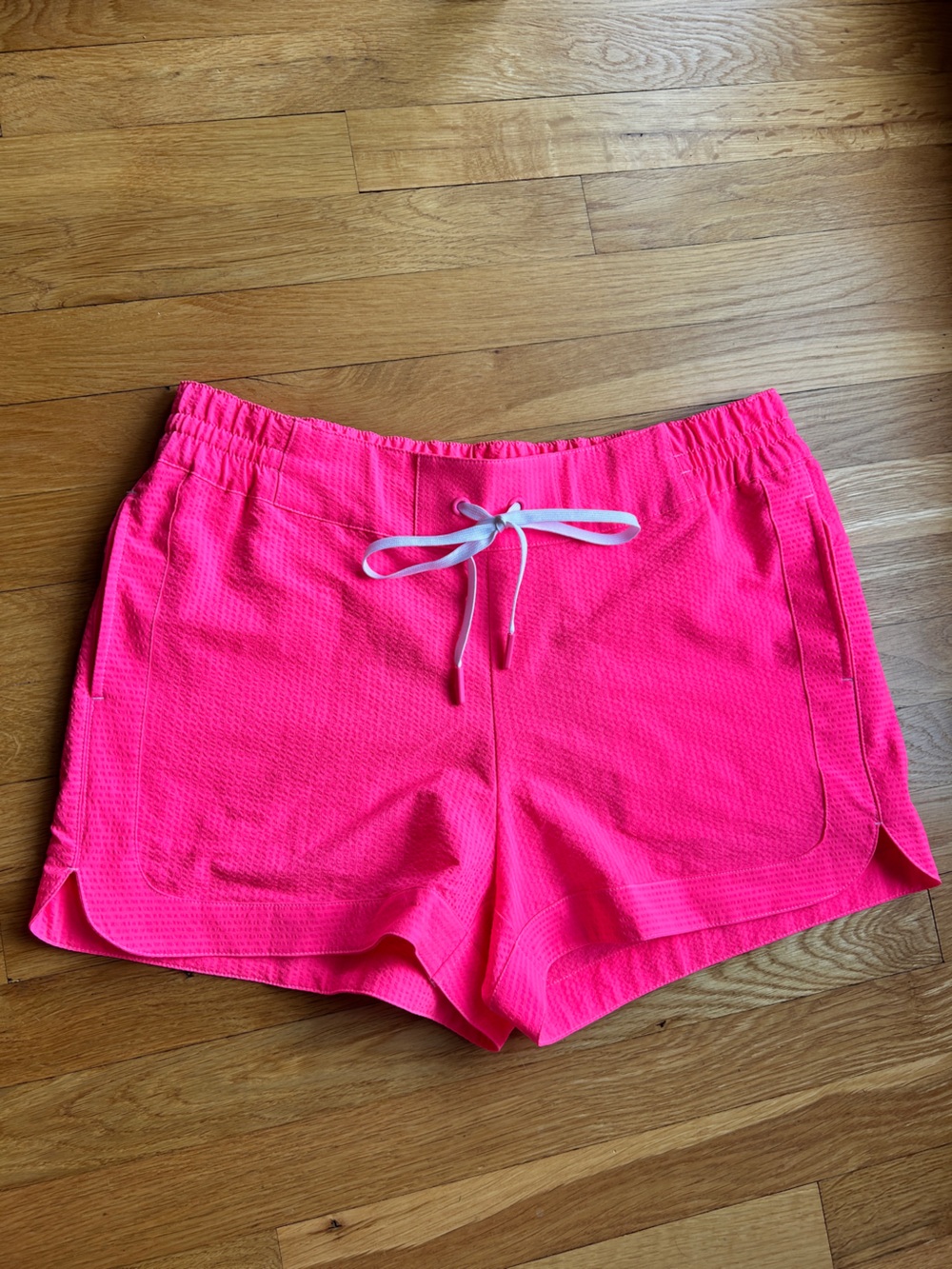 Vineyard Vines Women's Neon Pink Athletic Shorts with White Drawstring
